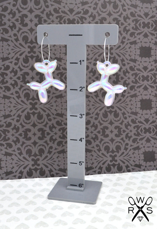 Balloon Dog Hoops in Iridescent White
