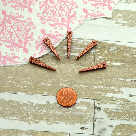 Rose Gold Glitter Spikes - Laser Cut Acrylic Spike Charms - Set of 5