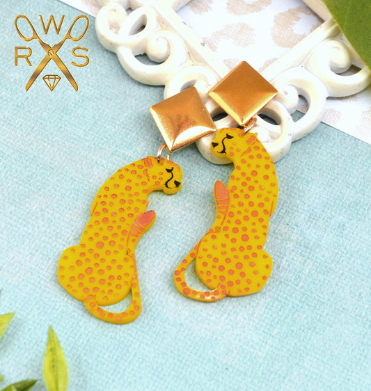 Big Cat Energy Yellow Cheetah Laser Cut Acrylic Earrings