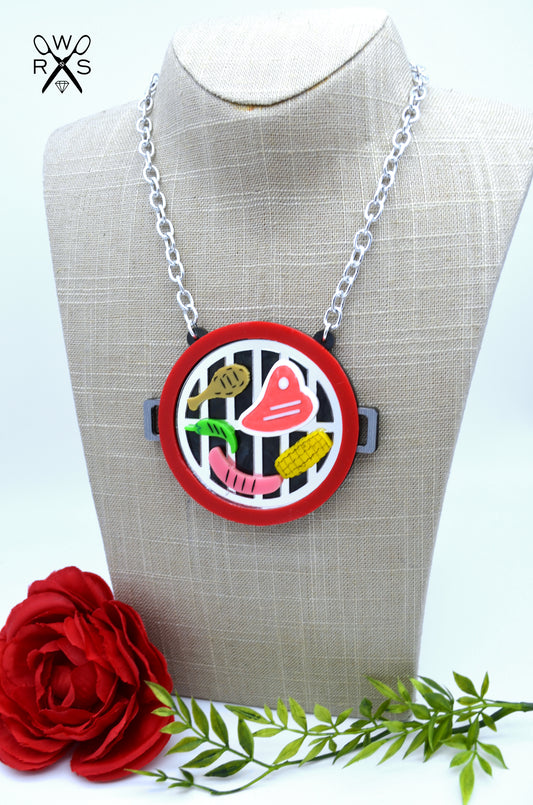 Damn Grill, You're HOT! - Laser Cut Acrylic Statement Necklace