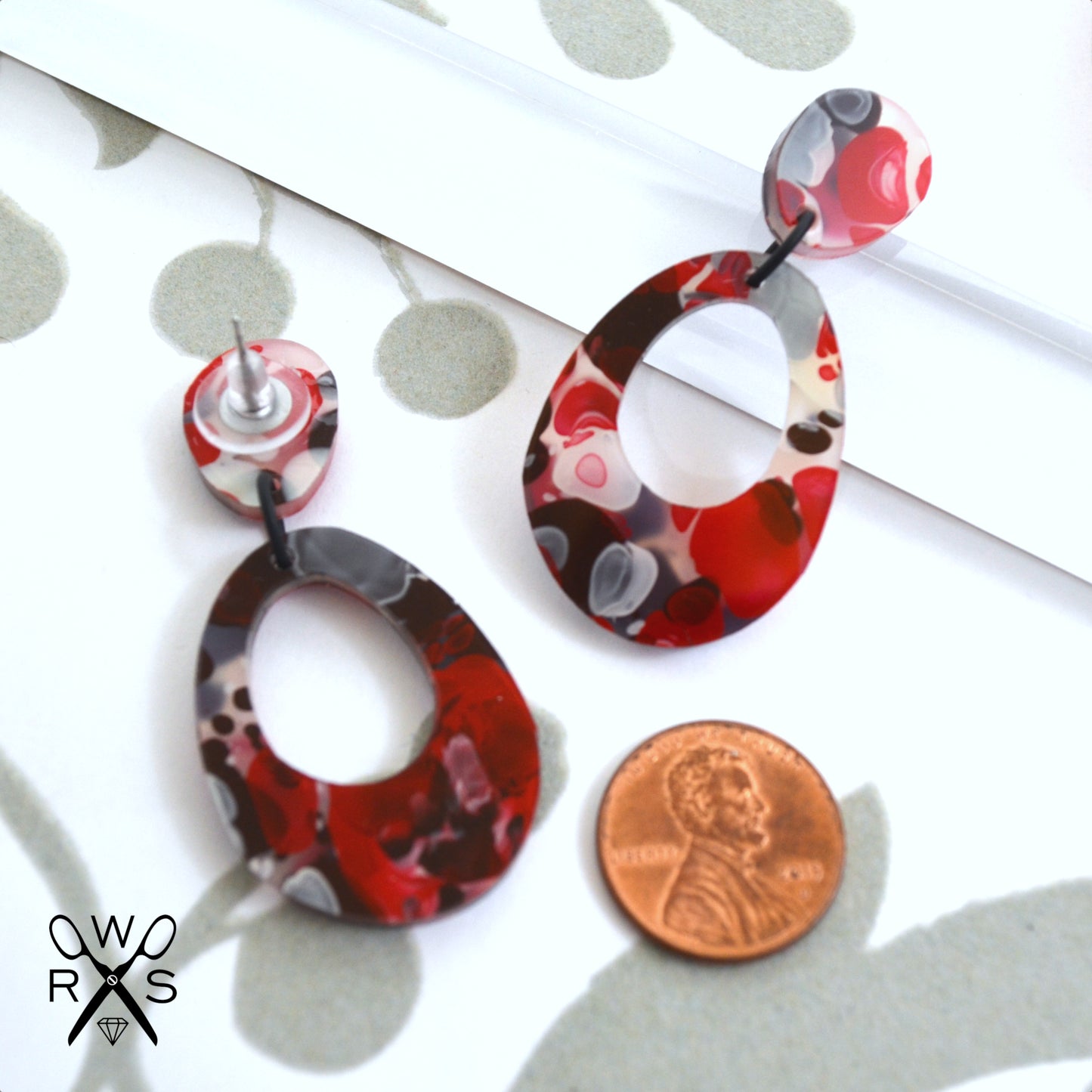 Everyday Dangle in Red Ink Print Laser Cut Acrylic