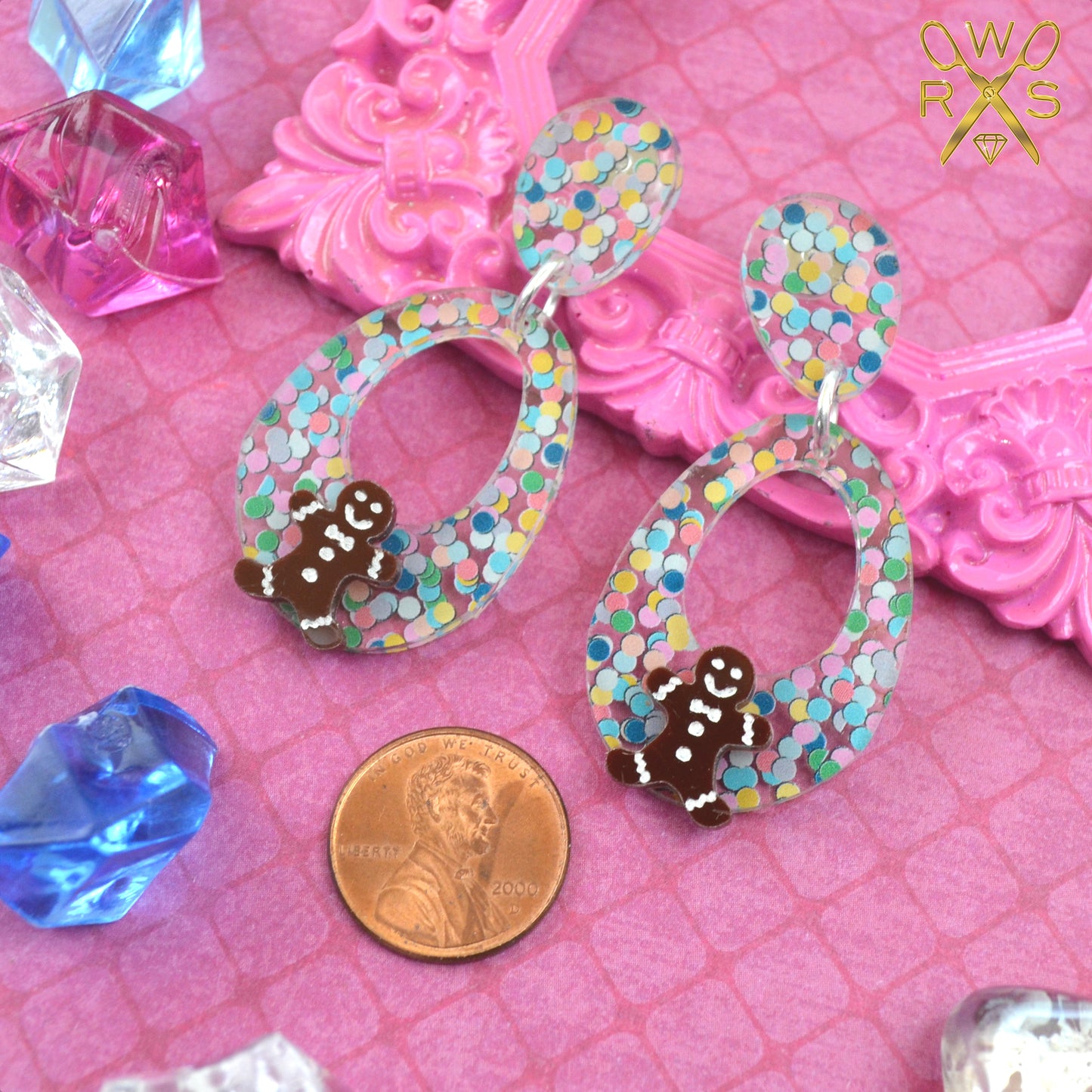 SALE Gingerbread Cookie Everyday Dangles in Confetti