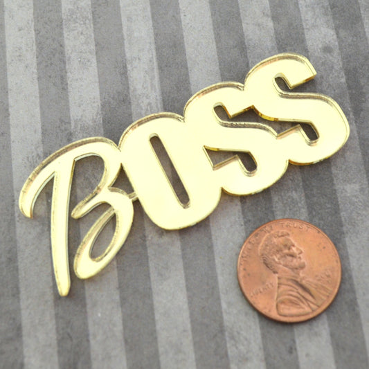 GOLD BOSS CABOCHON - Mirrored Laser Cut Acrylic Cab