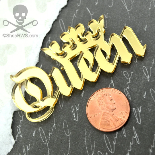 QUEEN CABOCHON In Gold Mirror Laser Cut Acrylic