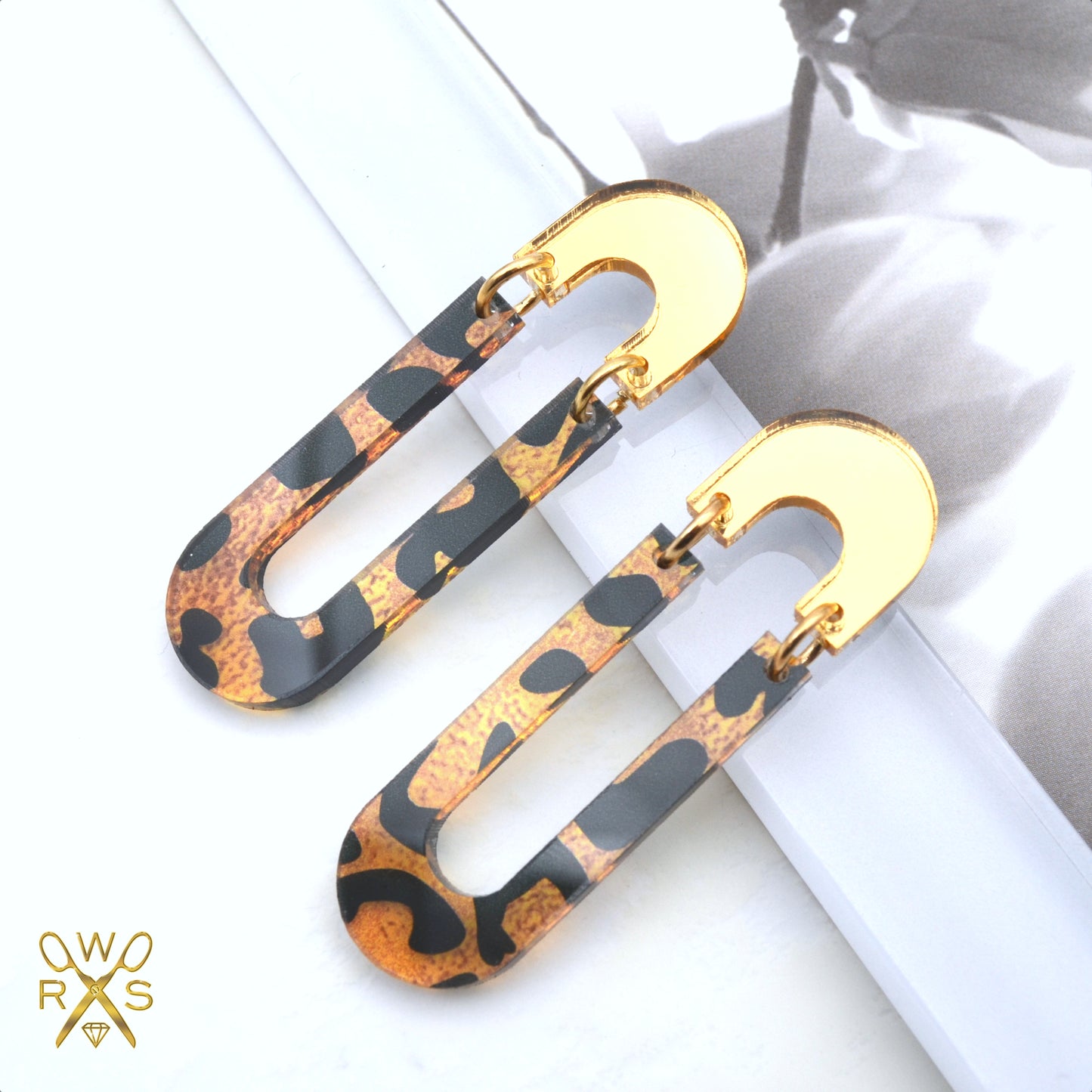Happy Hour Dangles in Leopard Laser Cut Acrylic Earrings