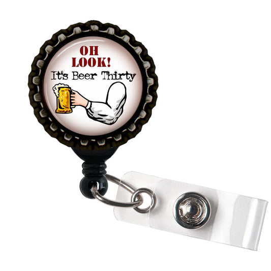 It's Beer Thirty Black Retractable Badge Reel ID Holder