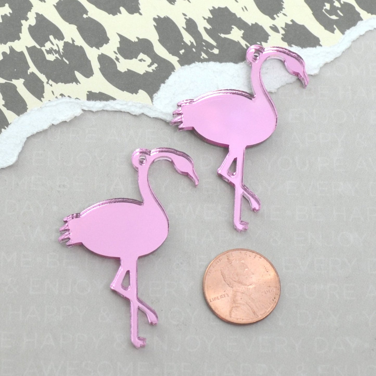 FLAMINGO CHARMS - Set of 2 in Pink Mirror Laser Cut Acrylic