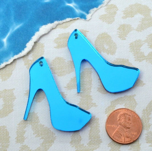 BLUE MIRROR HEELS - 2 Charms in Laser Cut Acrylic