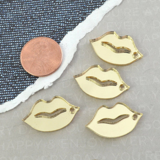 GOLD MIRROR LIPS - 4 Charms - In Laser Cut Acrylic