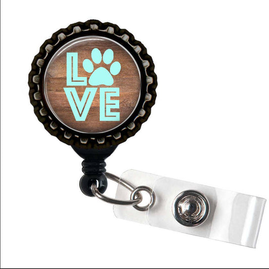 ANIMAL LOVER Black Retractable Badge Reel ID Holder