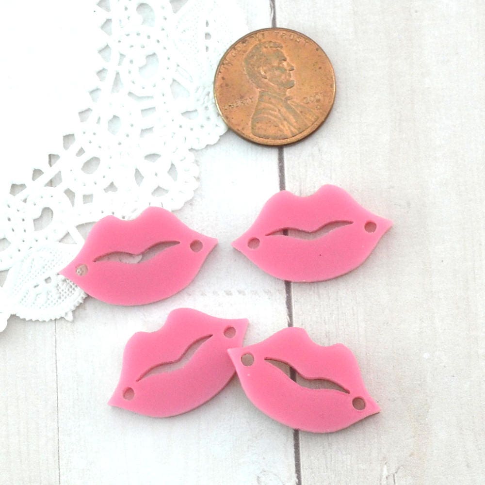 BUBBLEGUM PINK LIPS - 4 Charms - In Laser Cut Acrylic