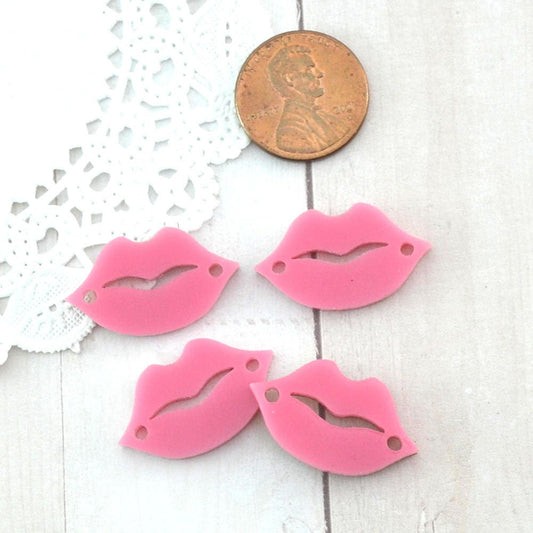 BUBBLEGUM PINK LIPS - 4 Charms - In Laser Cut Acrylic