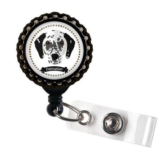 Dalmation Black Resin Retractable Badge Reel ID Holder