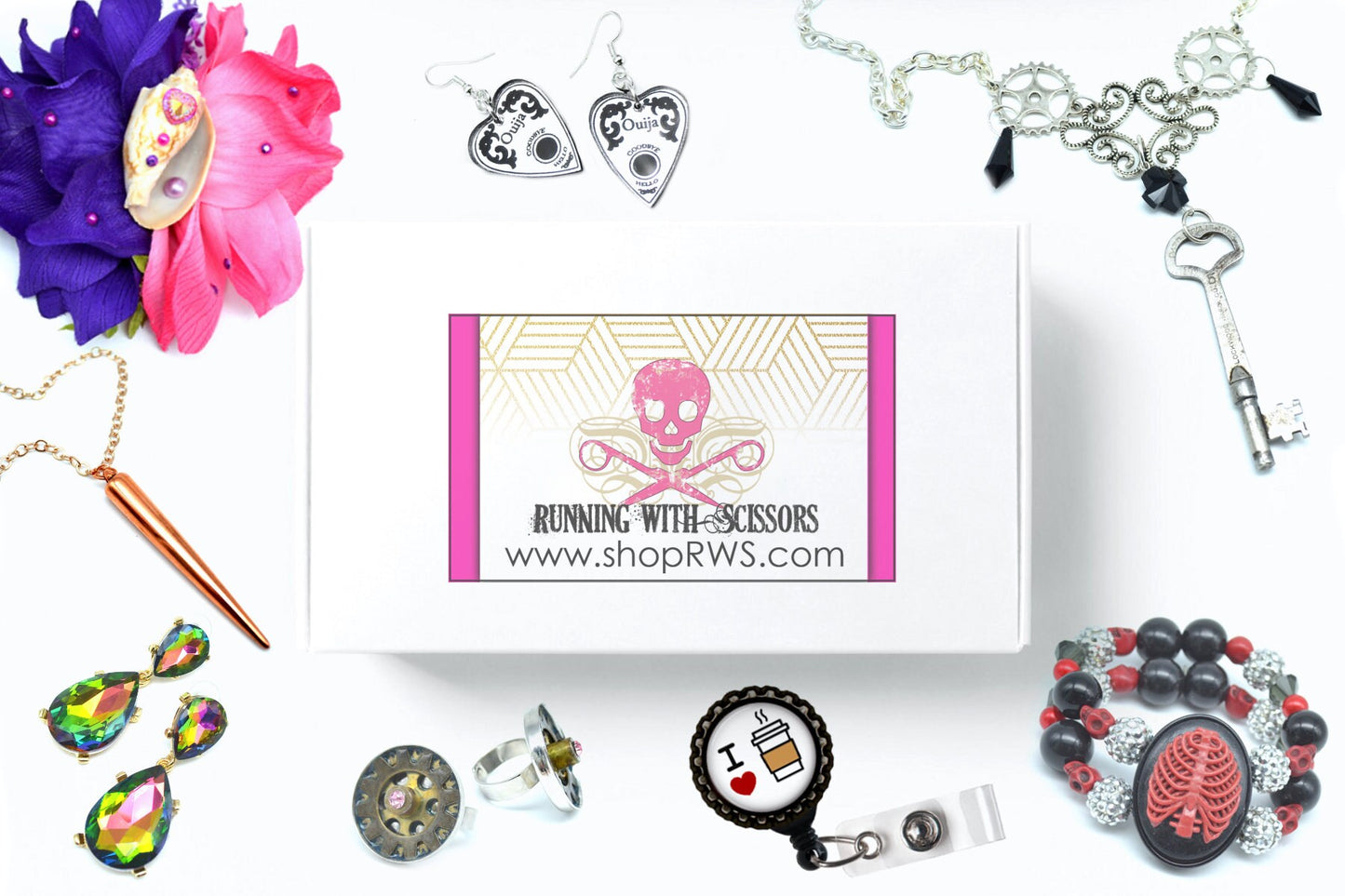 Running With Scissors Mystery Box Steampunk Sweetheart, Goth Girl, Tropical Tiki