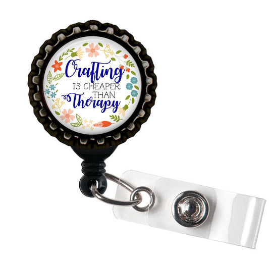 Crafting Therapy Black Resin Retractable Badge Reel ID Holder