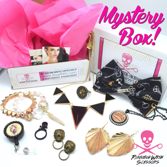 Running With Scissors Mystery Box Steampunk Sweetheart, Goth Girl, Tropical Tiki