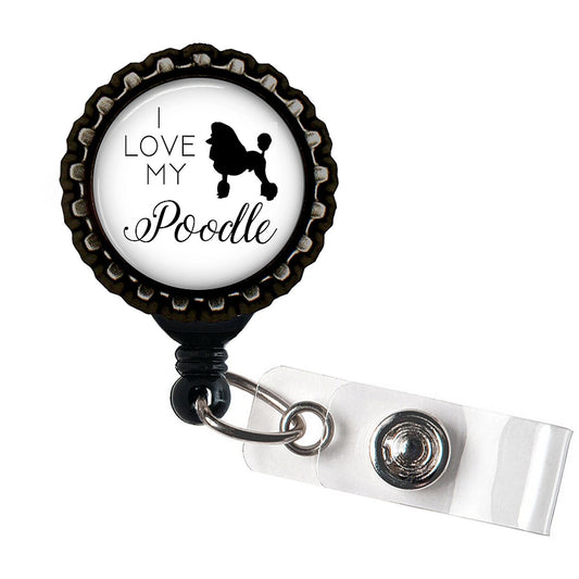 Poodle Black Resin Retractable Badge Reel ID Holder