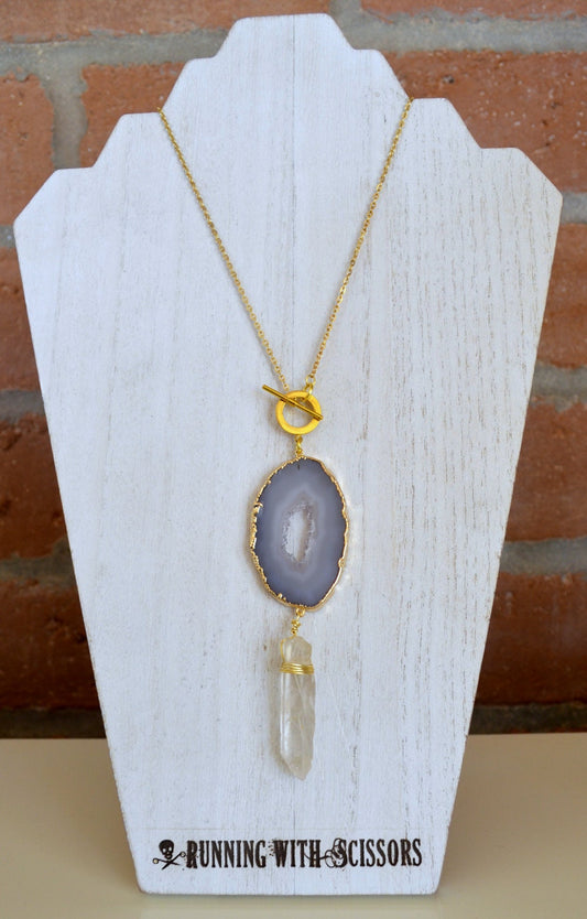 Quartz Geode Slice Couture Necklace