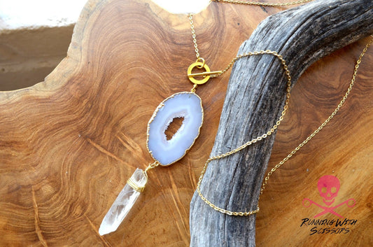 Quartz Geode Slice Couture Necklace