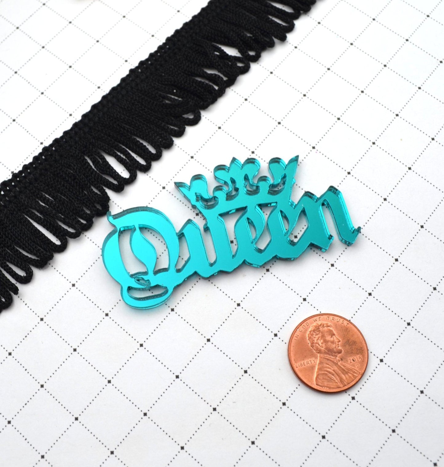 TEAL QUEEN CABOCHON- Mirrored Laser Cut Acrylic