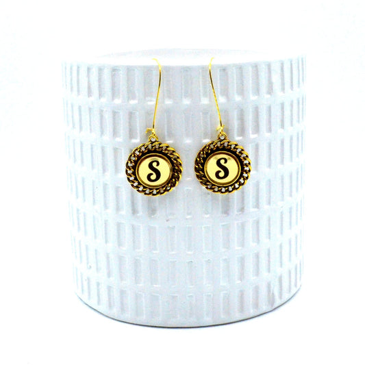 Golden Custom Initial Earrings in Laser Cut Acrylic