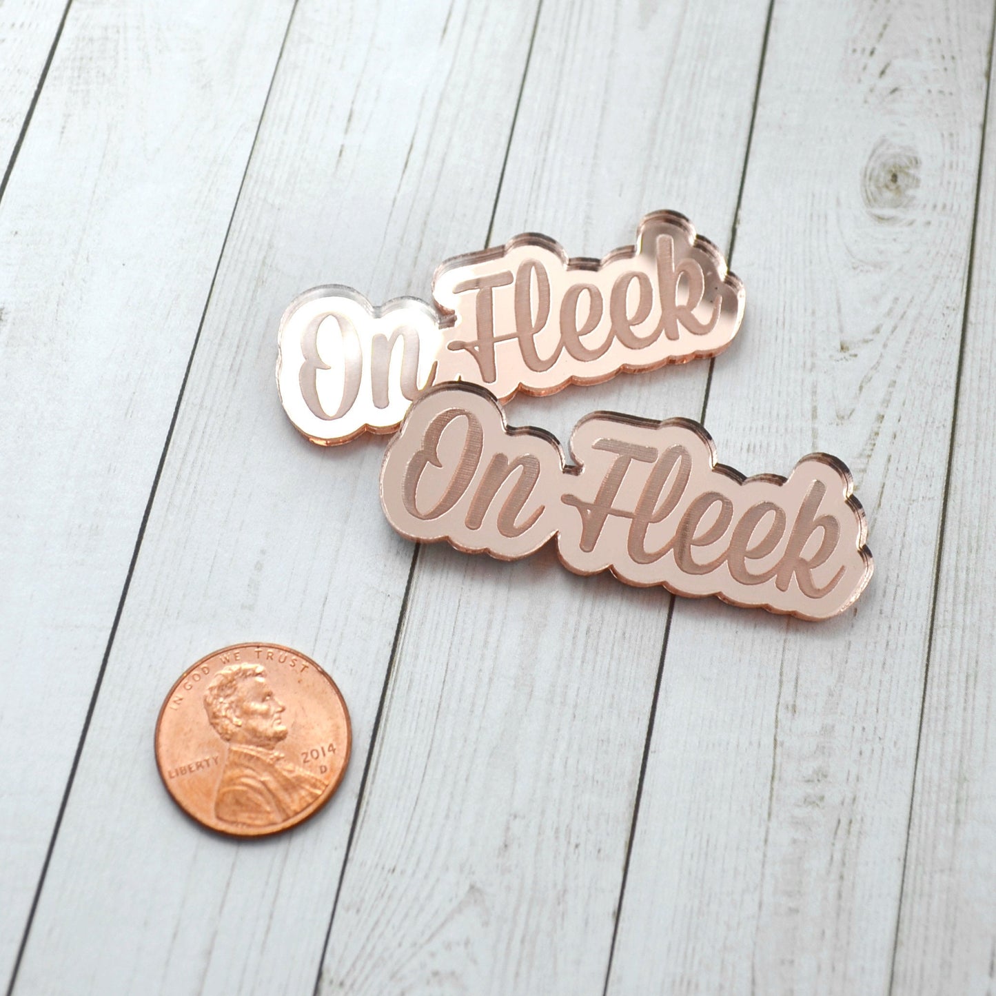 ON FLEEK 2 Rose Gold Mirror Cabochons- Laser Cut Acrylic Cab