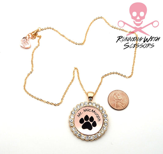 CUSTOM PET NECKLACE Memorial Rose Gold Cameo Dog Cat Companion