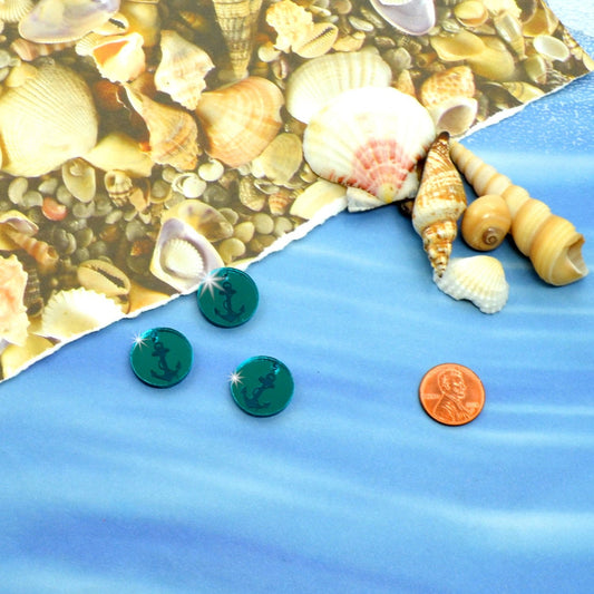 TEAL ANCHOR DISCS 3 Charms in Mirrored Laser Cut Acrylic