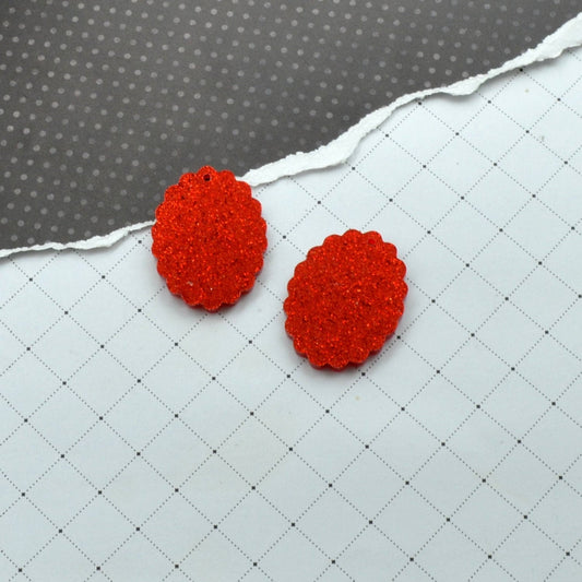 RED GLITTER CAMEOS 18x25 mm Frame Settings Laser Cut Acrylic