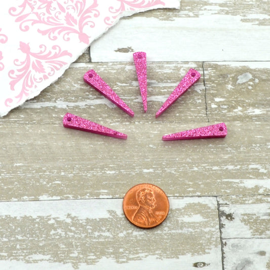Small Magenta Glitter Spikes 5 Laser Cut Acrylic Charms