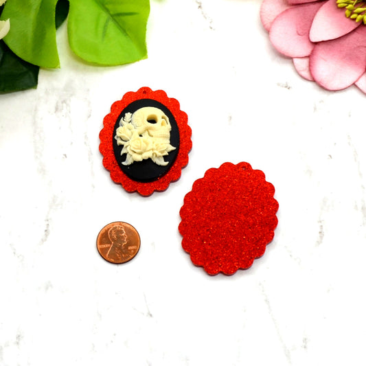RED GLITTER CAMEOS - 30x40 mm Frame Settings - Laser Cut Acrylic