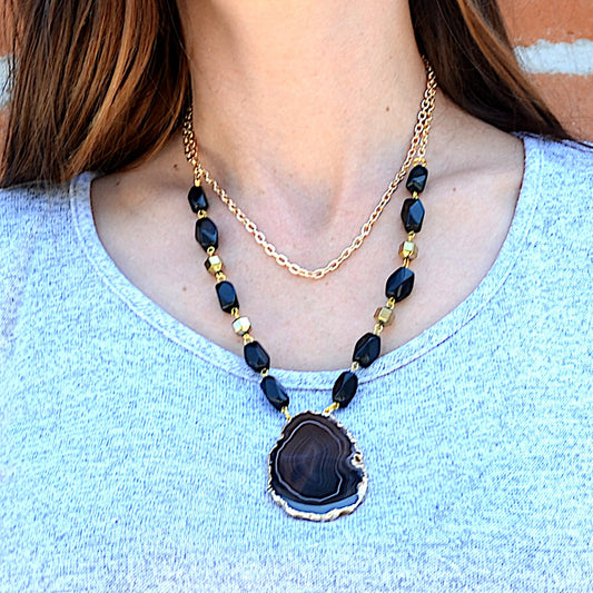 Midnight Geode Beauty 2 Strand Necklace