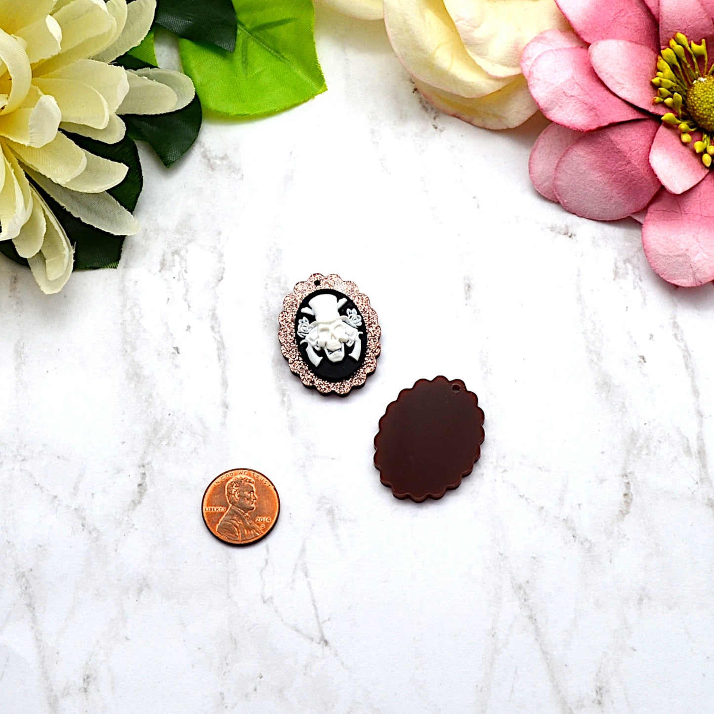 Rose Gold GLITTER CAMEOS 18x25 mm Frame Settings Laser Cut Acrylic