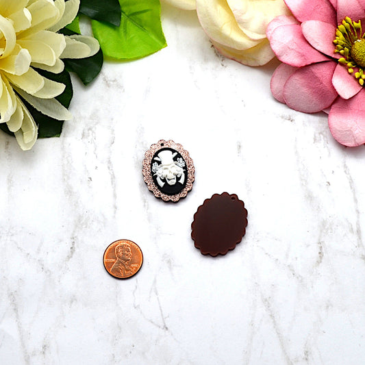 Rose Gold GLITTER CAMEOS 18x25 mm Frame Settings Laser Cut Acrylic