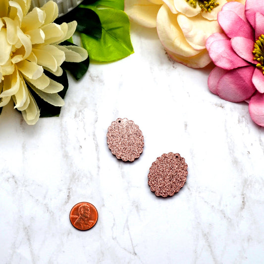 Rose Gold GLITTER CAMEOS 18x25 mm Frame Settings Laser Cut Acrylic