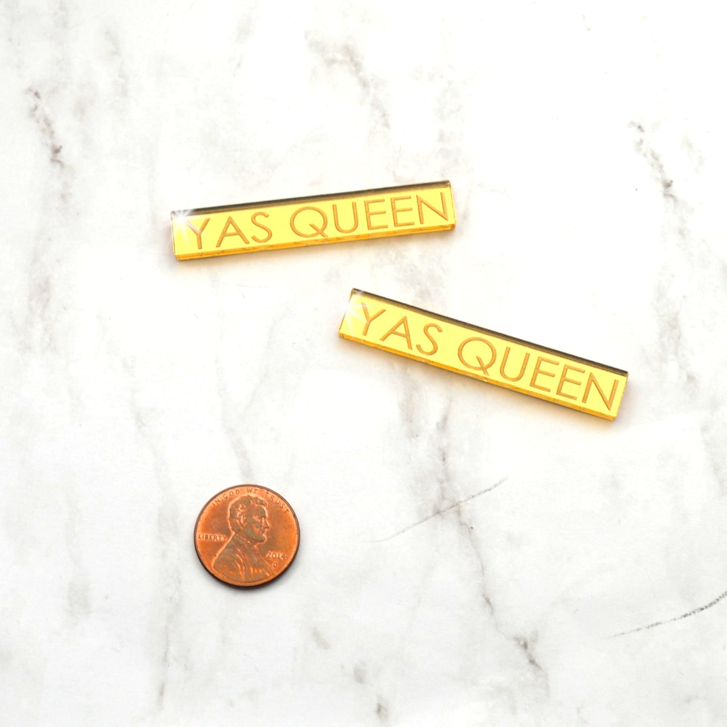 YAS QUEEN - 2 Gold Mirror Cabochons- Laser Cut Acrylic Cab