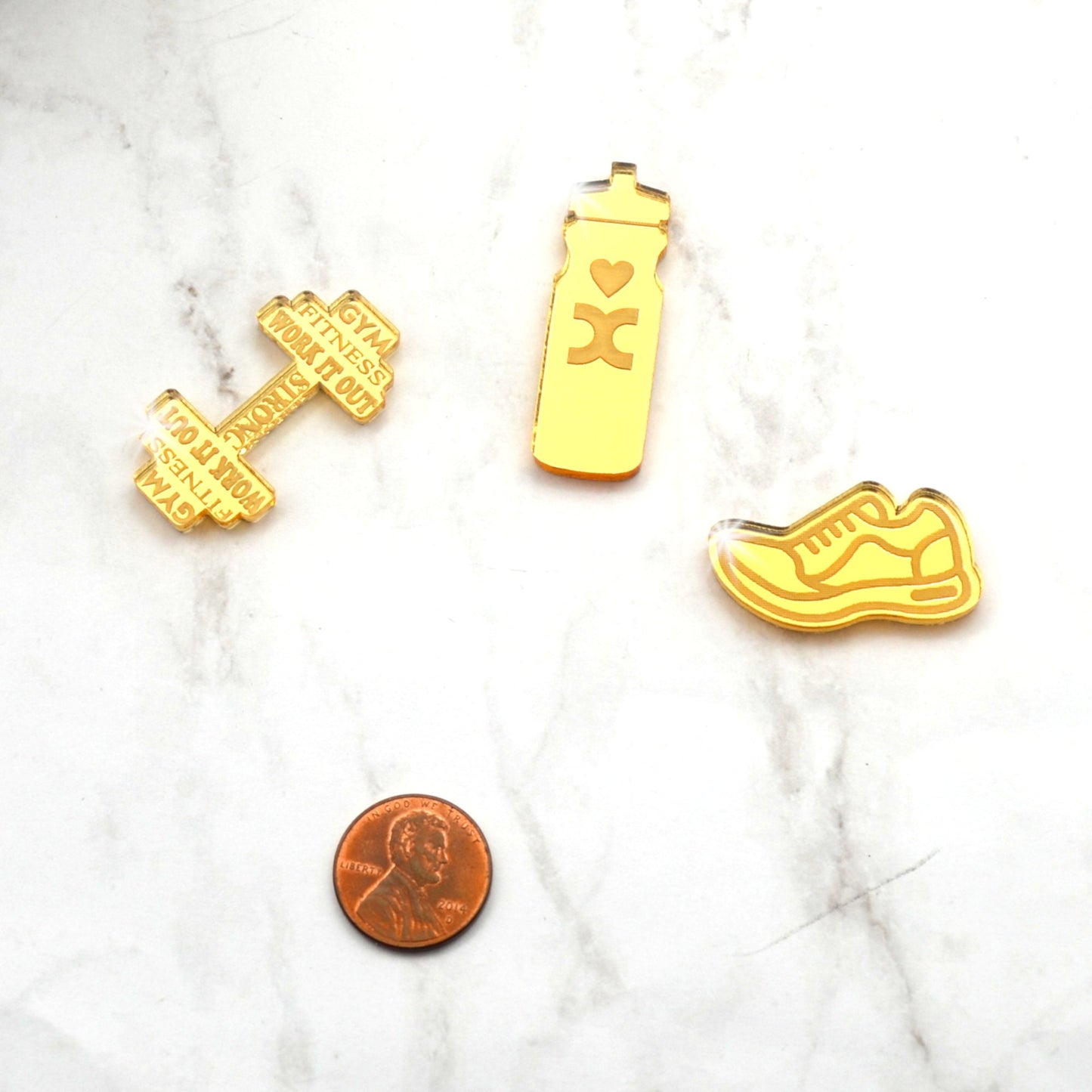 Work Out - Gold Mirror Cabs - Cabochons - flat back - Laser Cut Acrylic