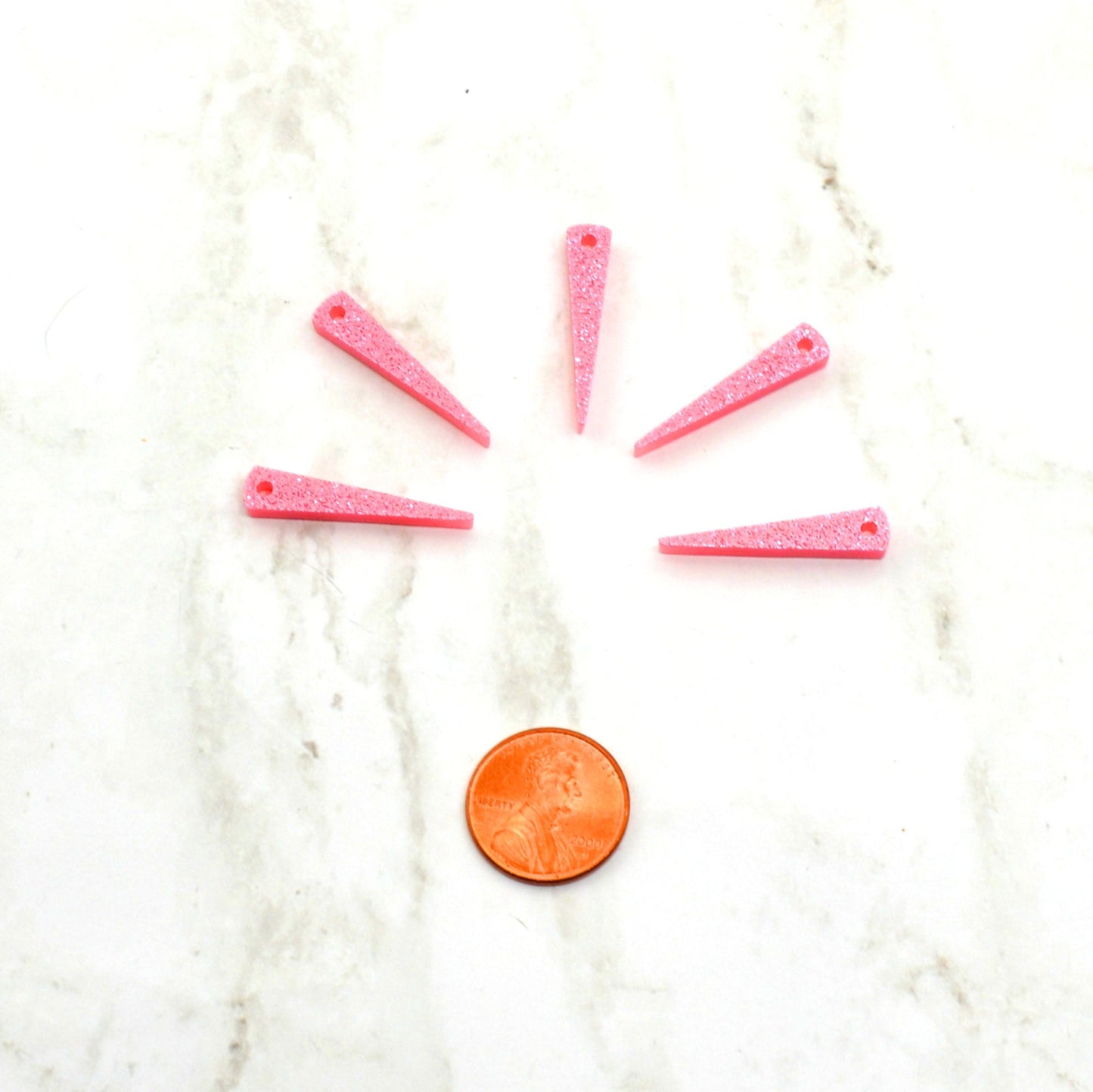 Small Pink Glitter Spikes 5 Laser Cut Acrylic Charms