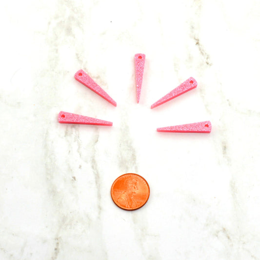 Small Pink Glitter Spikes 5 Laser Cut Acrylic Charms