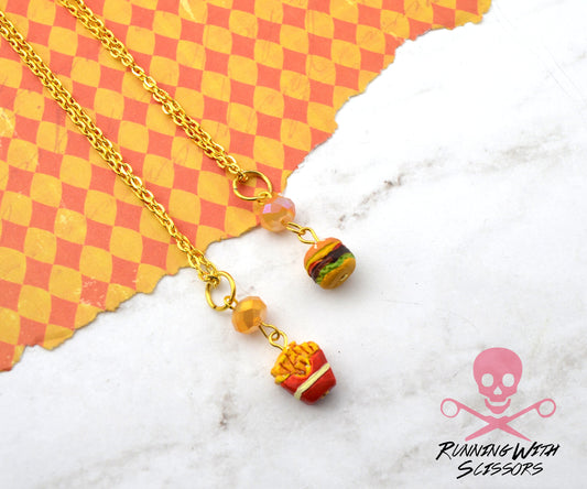 BURGER AND FRIES Sending Love 2 Necklace Set