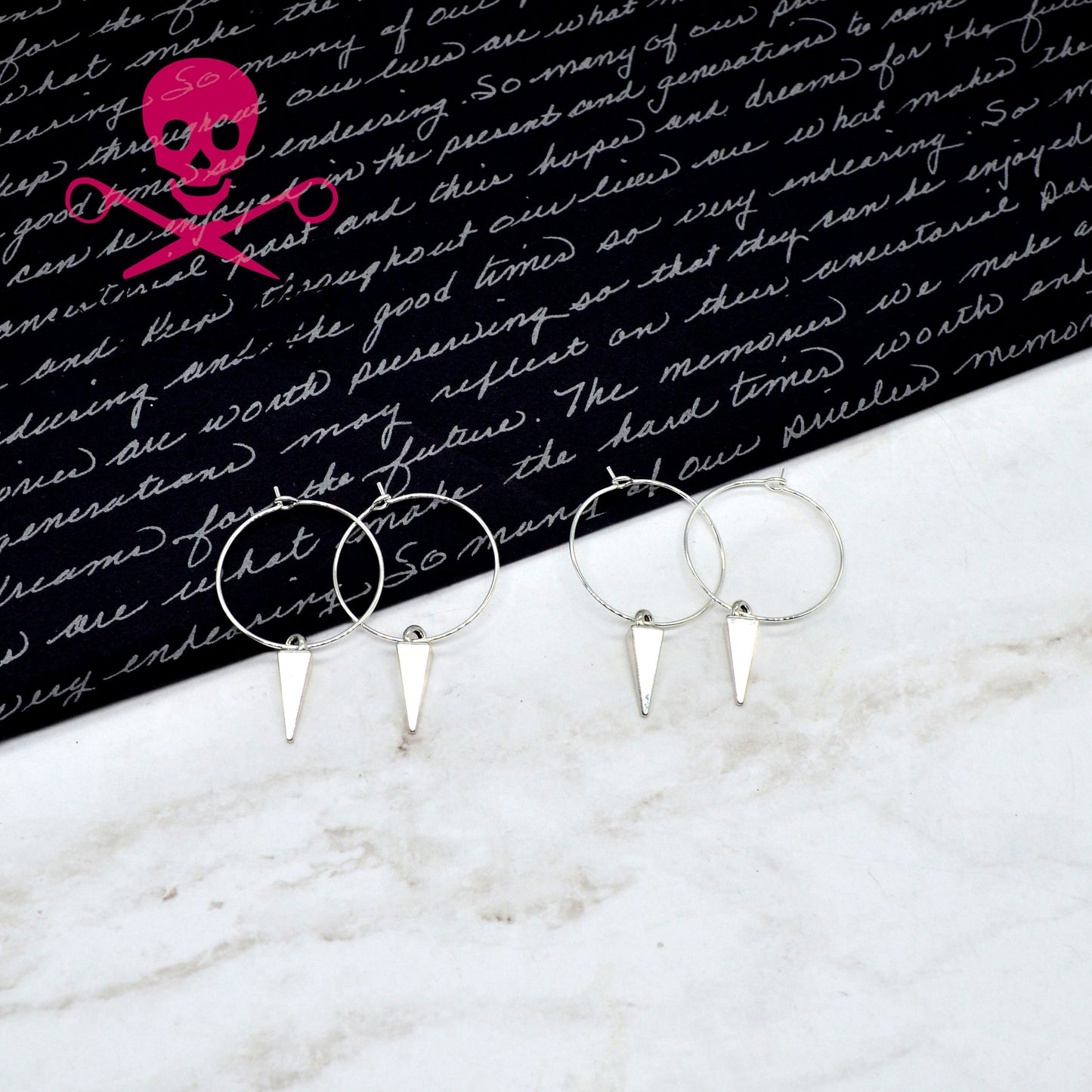 SILVER SPIKE HOOPS Sending Love 2 Earring Set