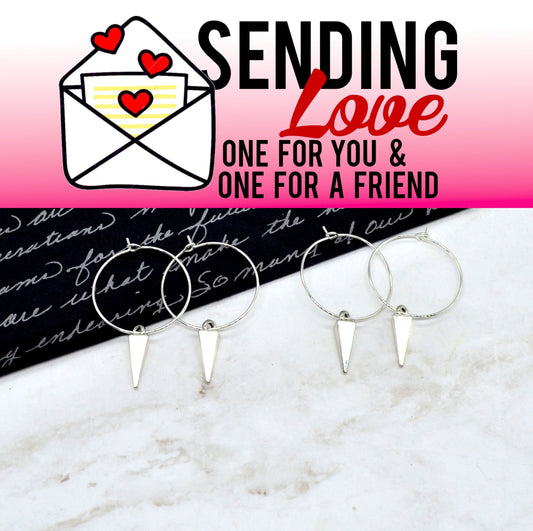SILVER SPIKE HOOPS Sending Love 2 Earring Set