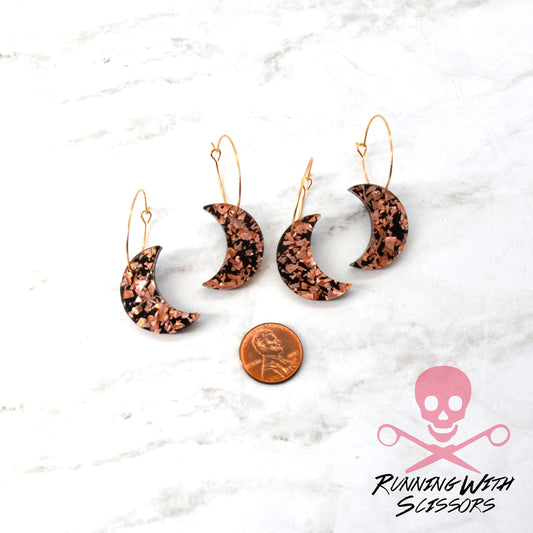 Rose Gold Confetti Moon Hoops Sending Love 2 Earring Set