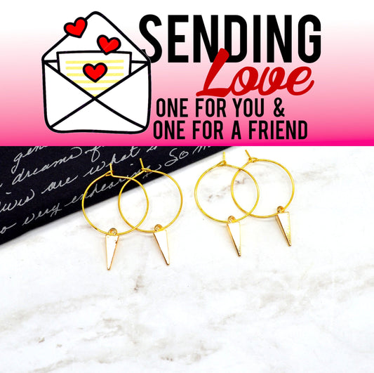 GOLD SPIKE HOOPS Sending Love 2 Earring Set