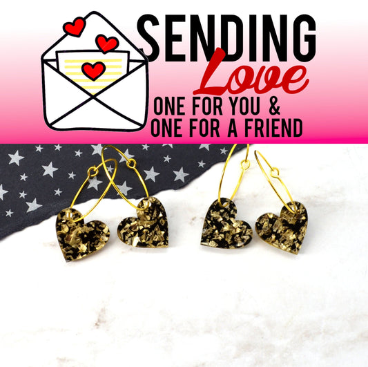 Heart of Gold Hoops Sending Love 2 Earring Set