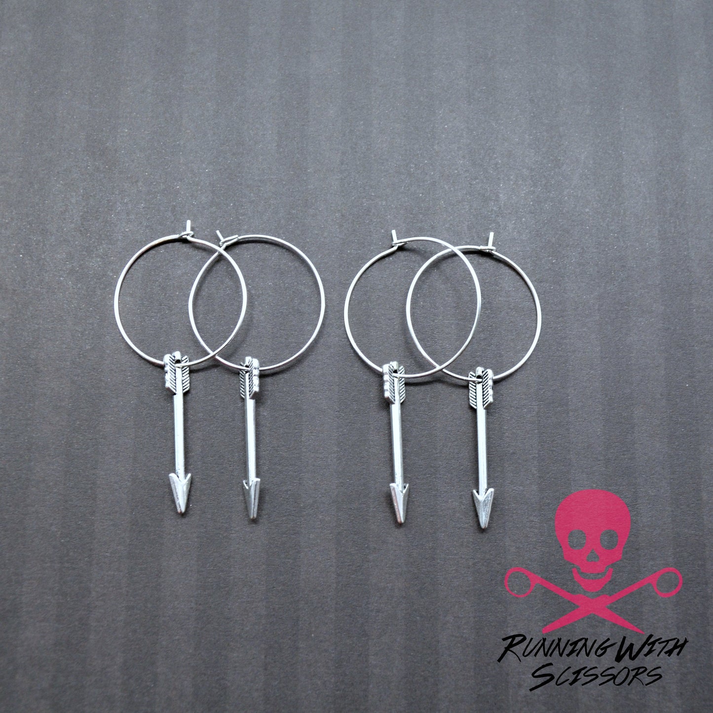 SILVER ARROW HOOPS Sending Love 2 Earring Set