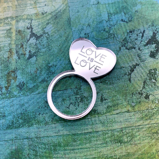 LOVE is LOVE Laser Cut Acrylic Ring Activist 100 Percent of Proceeds go to the LGBT Bar