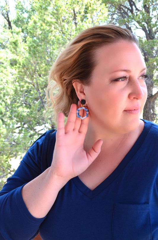 SALE SAFARI HEXAGON DANGLES Laser Cut Acrylic