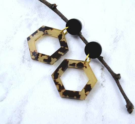 SALE SAFARI HEXAGON DANGLES Laser Cut Acrylic