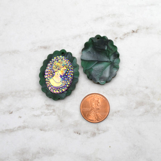 GREEN PEARL CAMEOS 18x25 mm Frame Settings Laser Cut Acrylic